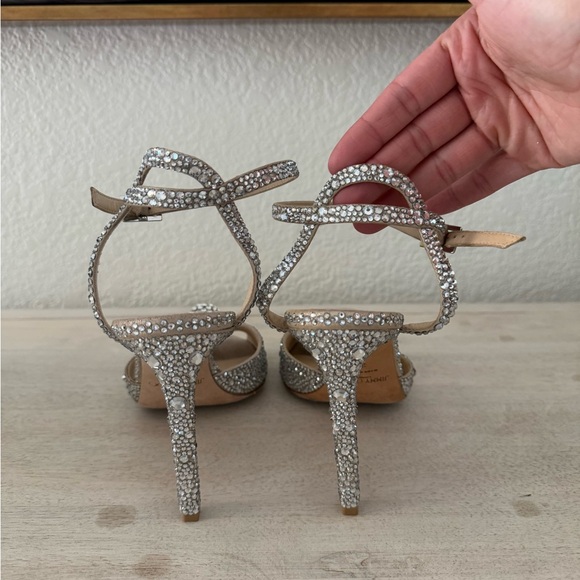 Jimmy Choo Nude Suede Sandals with Hotfix Crystals and sphere detail - Picture 7 of 16